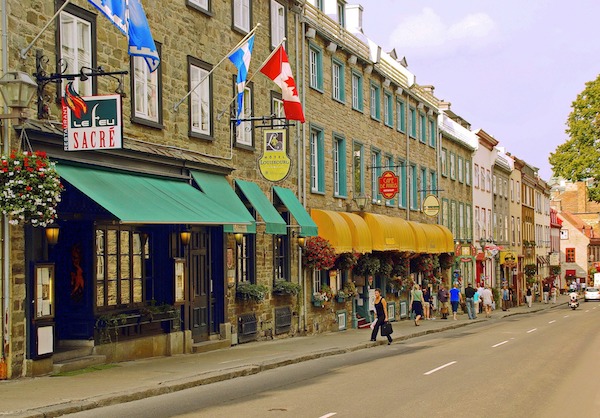 Street with stores in Canada