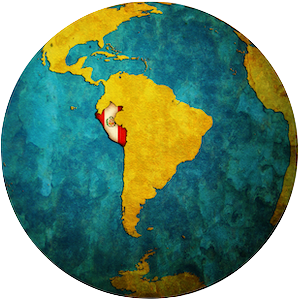 Peru highlighted on Globe
