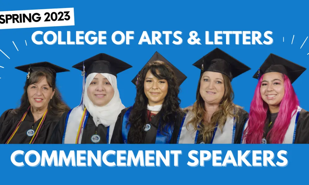 Photos of five of our student commencement speakers for Spring 2023